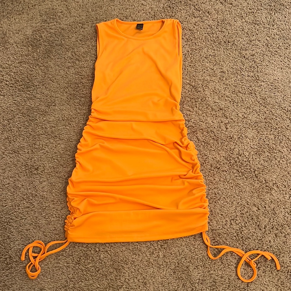 Orange ruched dress